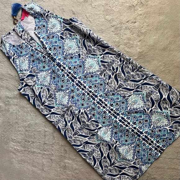 Lilly Pulitzer Dresses & Skirts - Lilly Pulitzer Kelby Stretch Shift Dress Resort White A Mermaids Tale Blue Sz 00